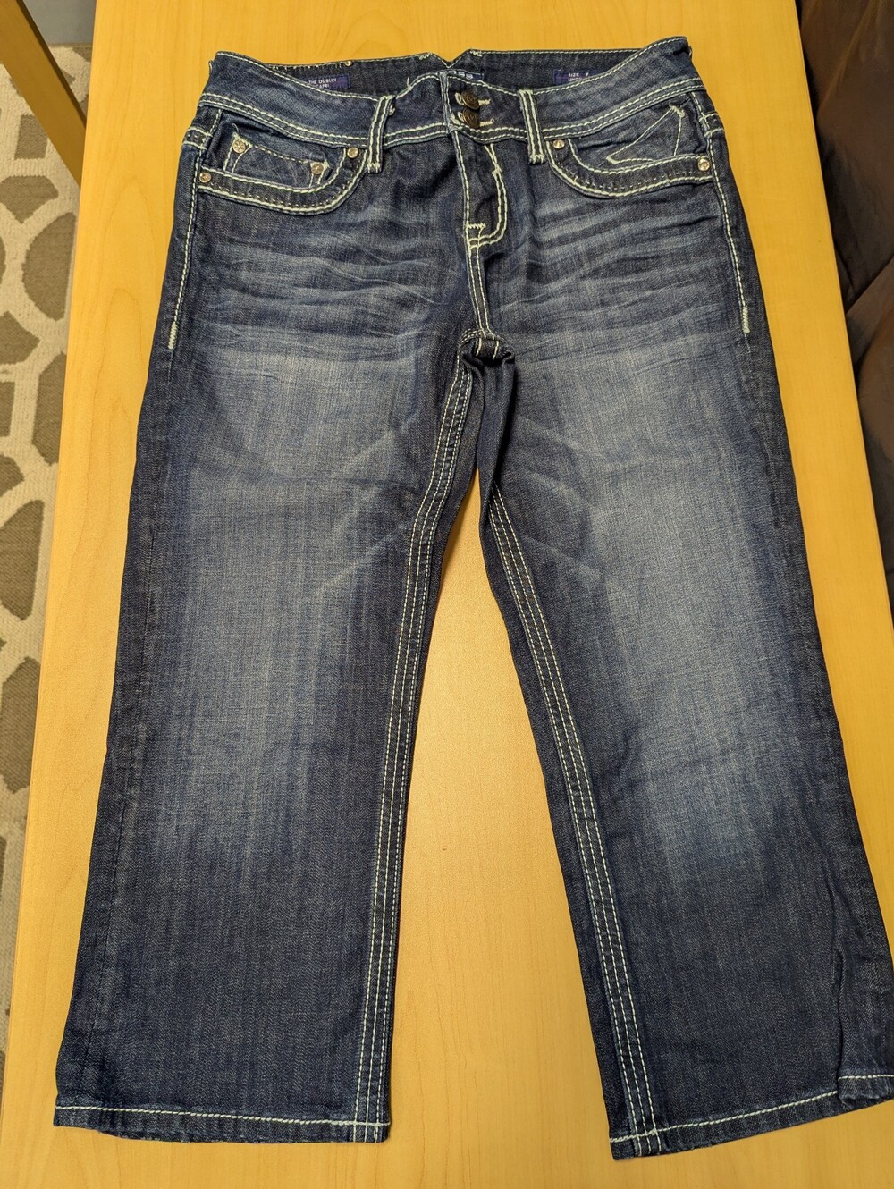 Maurice's Vigoss Dark Blue Washed Denim Capris - The Dublin